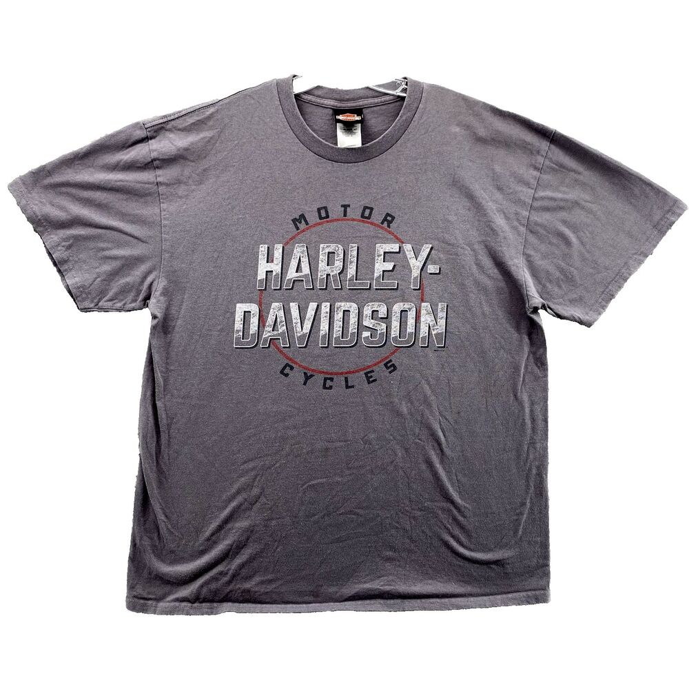 Harley Davidson T Shirt Men's XL Gray‎ LogoSteer Skull Montana Yellowstone Biker